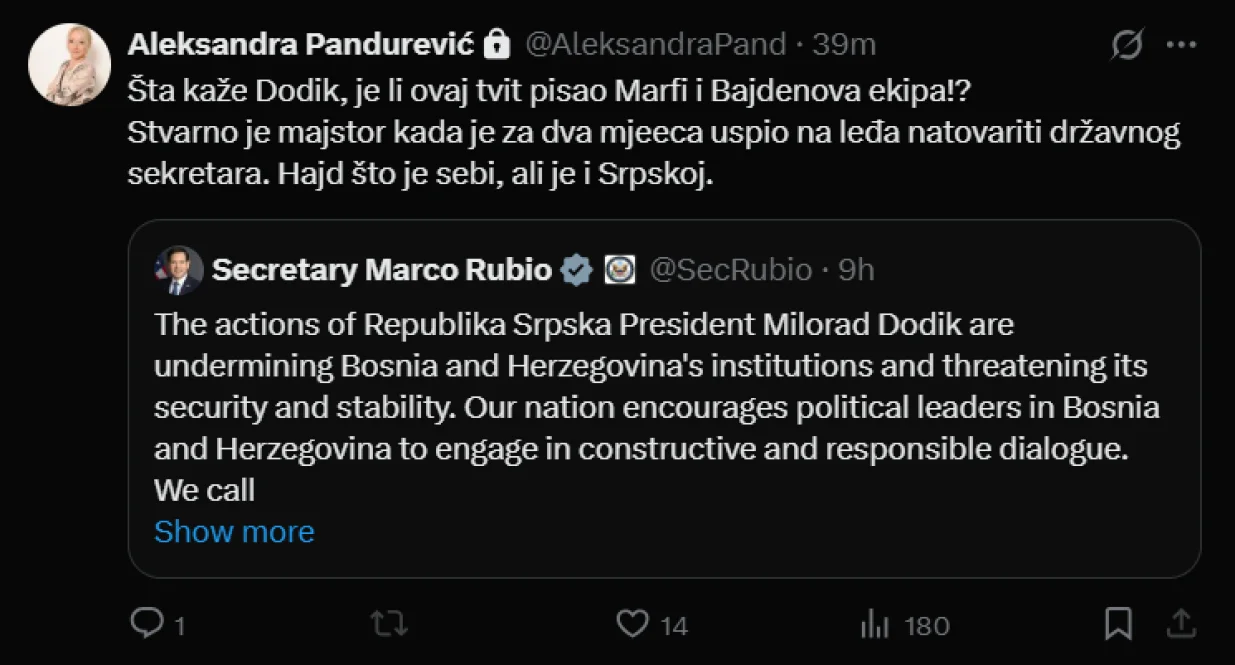 Aleksandra Pandurević, Marco Rubio//