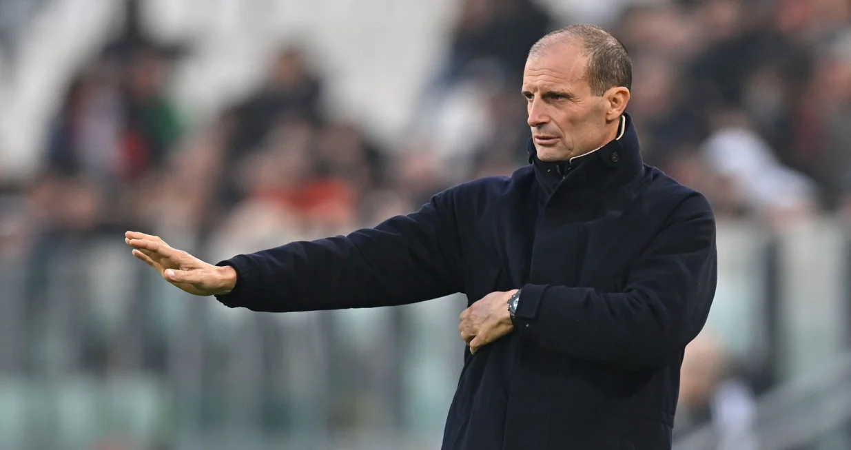 epa10382745 =Juventus' head coach Massimiliano Allegri reacts during the friendly soccer match between Juventus FC and Standard Liege at Allianz Stadium in Turin, Italy, 30 December 2022. EPA/Alessandro Di Marco