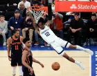 epa10333513 Memphis Grizzlies guard Ja Morant in action against the New York Knicks in the first half of the NBA basketball game between the Memphis Grizzlies and the New York Knicks at Madison Square Garden in New York, New York, USA, 27 November 2022. EPA/JASON SZENES SHUTTERSTOCK OUT