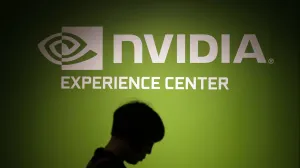 epa08669640 (FILE) - A visitor walks past the Nvidia company logo during a news conference ahead of the COMPUTEX, the largest computer show in Asia, in Taipei, Taiwan, 30 May 2016 (reissued 15 September 2020). US tech giant Nvidia on 13 September 2020 announced it will purchase chip designer Arms for 40 billion US dollar from SoftBank. EPA/RITCHIE B. TONGO *** Local Caption *** 52789390/Ritchie B. Tongo