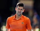 epa10395118 Novak Djokovic of Serbia looks on during his match against Sebastian Korda of the United States in the Men's Singles Final 2023 Adelaide International Tennis Tournament at the Memorial Drive Tennis Centre in Adelaide, Australia, 08 January 2023. EPA/MATT TURNER AUSTRALIA AND NEW ZEALAND OUT