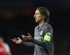 Soccer Football - Champions League - Quarter Final - First Leg - Arsenal v Real Madrid - Emirates Stadium, London, Britain - April 8, 2025 Real Madrid's Luka Modric reacts Action Images via Reuters/Matthew Childs