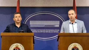 Nebojša Vukanović i Ognjen Bodiroga, press nakon sjednice Kolegija NSRS-a/Fena