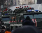 Na Crvenom trgu u Moskvi održana je proba vojne parade koja će biti održana povodom obilježavanja 76. godišnjice pobjede nad fašizmom. Ceremonija se održava 9. maja, a u toku su pripreme. Ruska vojna vozila prošla su poznatim Crvenim trgom. (Sefa Karacan - Anadolu Agency)/Sefa Karacan