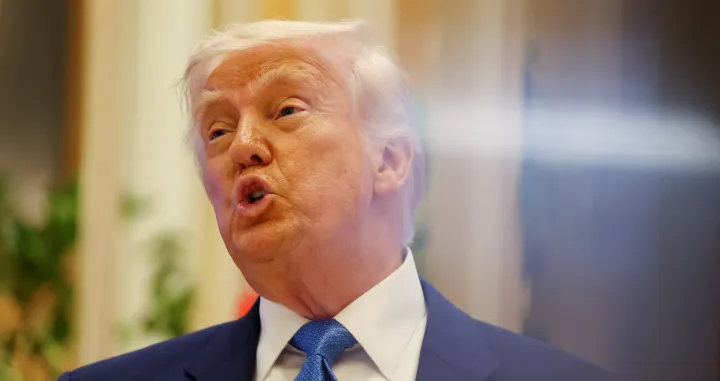 U.S. President Donald Trump speaks as he attends a business forum at Qasr Al Watan during the final stop of his Gulf visit, in Abu Dhabi, United Arab Emirates, May 16, 2025. REUTERS/Amr Alfiky/Amr Alfiky