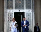 Presidential candidate George Simion walks before speaking to the media in front of the parliament during Romania's second round of the presidential election, in Bucharest, Romania, May 18, 2025. REUTERS/Stoyan Nenov/Stoyan Nenov