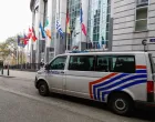 epa10363506 A police van stands in front of the European Parliament in Brussels, Belgium, 13 December 2022. Belgian federal prosecutor said in a statement four of six people including one within the European Parliament were detained on 09 December and have been charged with 'participation in a criminal organization, money laundering and corruption' and remanded in custody. Greek MEP and European Parliament Vice President Eva Kaili has reportedly been among those arrested in an investigation into suspected bribery by a Gulf state. EPA/STEPHANIE LECOCQ/Stephanie Lecocq