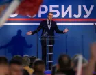 Serbia's President Aleksandar Vucic speaks during a rally to promote the newly formed "The Movement for the People and the State," and to express opposition to months of student protests, in Nis, Serbia, May 17, 2025. REUTERS/Marko Djurica/Marko Djurica