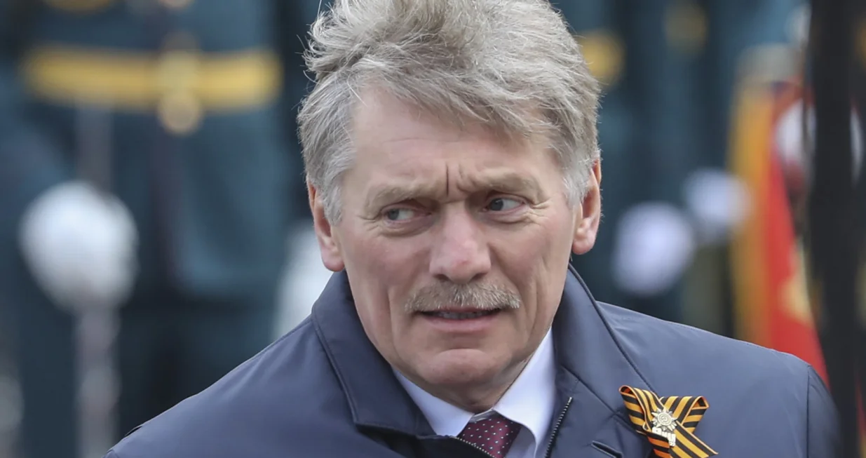 epa09935519 Kremlin spokesman Dmitry Peskov during the Victory Day military parade on the Red Square in Moscow, Russia, 09 May 2022. Russia marks Victory Day, Nazi Germany's unconditional surrender in World War II, with the annual parade in Moscow's Red Square on 09 May, after more than two months of attacks on Ukraine. EPA/MAXIM SHIPENKOV/Maxim Shipenkov