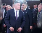 28.05.2025., Zagreb - -Svecana akademija povodom obiljezavanja Dana Hrvatske vojske, Dana Hrvatske kopnene vojske i 34. obljetnice ustrojavanja Hrvatske vojske. potpredsjednik Vlade i ministar branitelja Tomo Medved, Zoran Milanovic, Zeljko Reiner i predsjednik Vlade RH Andrej Plenkovic Photo: Slavko Midzor/PIXSELL/Slavko Midzor/pixsell