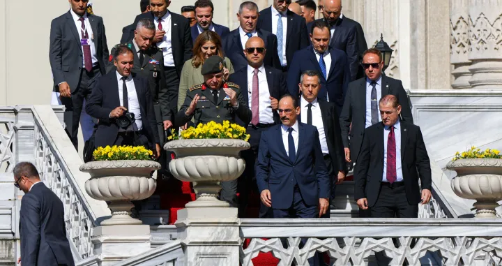 Chief of the Turkish General Staff, Metin Gurak and Turkey's intelligence chief, Ibrahim Kalin, walk after a meeting at Ciragan Palace on the day of the second round of peace talks between Russia and Ukraine, in Istanbul, Turkey, June 2, 2025. REUTERS/Murad Sezer/Murad Sezer