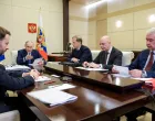 Russian President Vladimir Putin chairs a meeting of the Presidential Council for Strategic Development and National Projects at the Novo-Ogaryovo state residence outside Moscow, Russia June 6, 2025. Sputnik/Gavriil Grigorov/Pool via REUTERS ATTENTION EDITORS - THIS IMAGE WAS PROVIDED BY A THIRD PARTY./Gavriil Grigorov