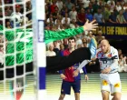 Handball - EHF Men's Handball Champions League - Semi Finals - Barcelona v SC Magdeburg - Lanxess Arena, Cologne, Germany - June 14, 2025 SC Magdeburg's Tim Hornke in action REUTERS/Leon Kuegeler