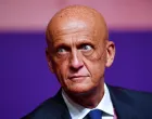 epa09863922 Former Italian referee and chairman of the FIFA referees committee Pierluigi Collina arrives for the main draw for the FIFA World Cup 2022 in Doha, Qatar, 01 April 2022. EPA/NOUSHAD THEKKAYIL