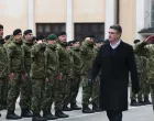 Našice, Hrvatska - 22. studenoga 2021:Vi ste prije svega Hrvatska vojska i služite obrani domovine, poručio je predsjednik Republike Hrvatske i vrhovni zapovjednik Oružanih snaga Republike Hrvatske Zoran Milanović na svečanom ispraćaju 36. hrvatskog kontingenta (HRVCON) u NATOoperaciju KFOR u Republiku Kosovo (Ured Predsjednika RH - Anadolu Agency)/