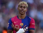 FILE PHOTO: Soccer Football - LaLiga - FC Barcelona v Villarreal - Estadi Olimpic Lluis Companys, Barcelona, Spain - May 18, 2025 FC Barcelona's Lamine Yamal celebrates scoring their first goal REUTERS/Albert Gea/File Photo