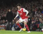 epa10387825 Takehiro Tomiyasu of Arsenal in action during the English Premier League soccer match between Arsenal London and Newcastle United in London, Britain, 03 January 2023. EPA/Neil Hall EDITORIAL USE ONLY. No use with unauthorized audio, video, data, fixture lists, club/league logos or 'live' services. Online in-match use limited to 120 images, no video emulation. No use in betting, games or single club/league/player publications