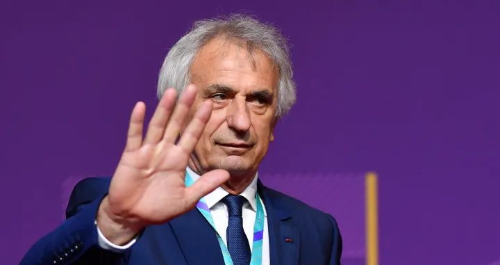 epa09863836 Head coach of the Moroccan national soccer team Vahid Halilhodzic arrives for the main draw for the FIFA World Cup 2022 in Doha, Qatar, 01 April 2022. EPA/NOUSHAD THEKKAYIL