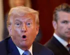 FILE PHOTO: U.S. Defense Secretary Pete Hegseth looks at U.S. President Donald Trump as he speaks during a bilateral dinner with Israeli Prime Minister Benjamin Netanyahu (not pictured), at the White House in Washington, D.C., U.S., July 7, 2025. REUTERS/Kevin Lamarque/File Photo/Reuters/kevin Lamarque/file Photo