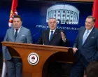  12.03.2025., Palata Republike, Banja Luka (BiH) - Konferencija za novinare predsjednika RS Milorada Dodika, predsjednika Narodne skupstine Srpske Nenada Stevandica i predsjednika Vlade Republike Srpske Radovana Viskovica povodom naloga za privodjenje politickog vrha Republike Srpske.Photo: /Pixsell Photo: Dejan Rakita//Dejan Rakita