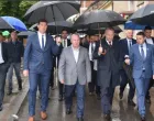 Edin Hakanović u sivom sakou tokom jednog od skupova SDA u Visokom/SDA/Sda
