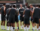 Soccer Football - FIFA Club World Cup - Chelsea Training - Barry University, Miami Shores, Florida, U.S. - June 27, 2025 Chelsea's Cole Palmer with teammates ddt REUTERS/Hannah Mckay