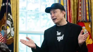 Elon Musk, Chief Executive Officer, Tesla, SpaceX and X (previously known as Twitter) and Administrator, Department of Government Efficiency (DOGE) speaks during a press conference with United States President Donald J Trump in the Oval Office of the White House in Washington, DC, US, May 30, 2025.Credit: Francis Chung/Pool via CNP/AdMedia Photo: CNP/AdMedia/NEWSCOM/Cnp/admedia/newscom
