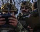 epa10292406 Ukrainian soldiers launch a drone at the frontline at the northern Kherson region, Ukraine, 07 November 2022. Russian troops on 24 February entered Ukrainian territory, starting a conflict that has provoked destruction and a humanitarian crisis. EPA/HANNIBAL HANSCHKE/Hannibal Hanschke