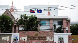 A woman walks past the Royal Embassy of Cambodia, after Thailand recalled its ambassador to Cambodia and said it would expel Cambodia's ambassador, following a landmine incident that injured Thai soldiers and recent clashes along the disputed border between the two countries, in Bangkok, Thailand, July 24, 2025. REUTERS/Chalinee Thirasupa/Chalinee Thirasupa