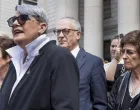 epa10039687 Isabell Maxwell (L), Kevin Maxwell (2-R), and Christine Maxwell (R), stand with attorney Bobbi Sternheim (2-L), who is speaking to the media, outside of a United States Federal Courthouse after Maxwell was sentenced to 20 years in prison on sex trafficking charges related to her time working with Epstein, in New York, New York, USA, 28 June 2022. EPA/JUSTIN LANE/Justin Lane