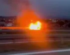 Zapalio se automobil, autoput Banja Luka - Gradiška/Prtsc