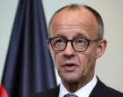 German Chancellor Friedrich Merz speaks during a press conference with Jordan's King Abdullah (not pictured) at the Chancellery in Berlin, Germany, July 29, 2025. REUTERS/Nadja Wohlleben/Nadja Wohlleben