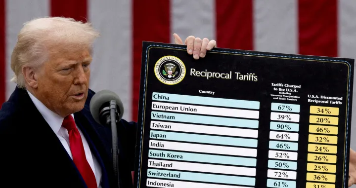FILE PHOTO: U.S. President Donald Trump delivers remarks on tariffs in the Rose Garden at the White House in Washington, D.C., U.S., April 2, 2025. REUTERS/Carlos Barria/File Photo/Carlos Barria