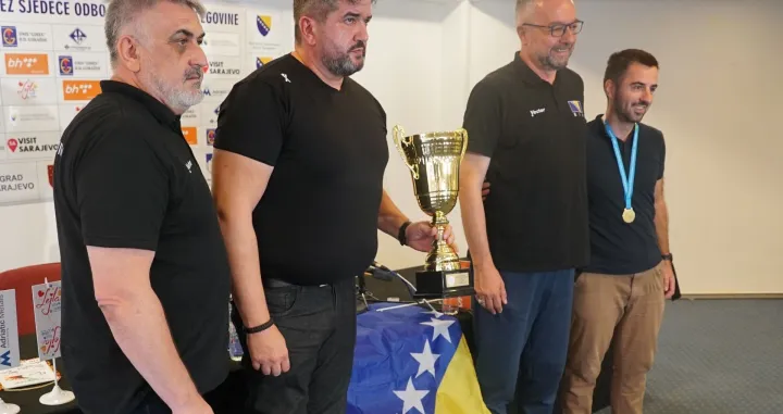 SARAJEVO, 5. augusta (FENA) - Konferencija za medije Saveza sjedeće odbojke Bosne i Hercegovine, nakon 12. titule prvaka na Evropskom prvenstvu u sjedećoj odbojci. (Foto FENA/Jasmin Hasečić)/Foto: