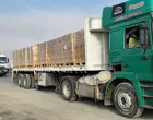 Trucks carrying aid line up near the Rafah border crossing between Egypt and the Gaza Strip, amid the ongoing conflict between Israel and Hamas, in Rafah, Egypt, July 28, 2025. REUTERS/Stringer/Stringer