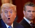 FILE PHOTO: U.S. Defense Secretary Pete Hegseth looks at U.S. President Donald Trump as he speaks during a bilateral dinner with Israeli Prime Minister Benjamin Netanyahu (not pictured), at the White House in Washington, D.C., U.S., July 7, 2025. REUTERS/Kevin Lamarque/File Photo/Reuters/kevin Lamarque/file Photo