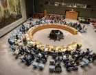 Britain's Permanent Representative to the UN Barbara Woodward speaks to delegates about the situation in Gaza during a United Nations Security Council meeting at U.N. headquarters, in New York City, U.S., July 16, 2025. REUTERS/Jeenah Moon/Jeenah Moon