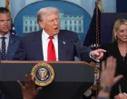 U.S. President Donald Trump speaks next to U.S. Defense Secretary Pete Hegseth and U.S. Attorney General Pam Bondi during a press conference about deploying federal law enforcement agents in Washington to bolster the local police presence, in the Press Briefing Room at the White House, in Washington D.C., U.S., August 11, 2025. REUTERS/Jonathan Ernst/Jonathan Ernst