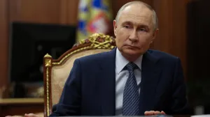 Russian President Vladimir Putin attends a meeting with Sberbank's CEO German Gref (not pictured) in Moscow, Russia, July 29, 2025. Sputnik/Mikhail Metzel/Pool via REUTERS ATTENTION EDITORS - THIS IMAGE WAS PROVIDED BY A THIRD PARTY./Mikhail Metzel