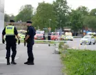 Police on scene outside a mosque after a shooting, in Orebro, Sweden, August 15, 2025. Filip Gronroos/TT News Agency via REUTERS  ATTENTION EDITORS - THIS IMAGE WAS PROVIDED BY A THIRD PARTY. SWEDEN OUT. NO COMMERCIAL OR EDITORIAL SALES IN SWEDEN./Filip Gronroos/ Tt