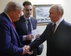 U.S. President Donald Trump shakes hands with Russian President Vladimir Putin before a joint news conference following their meeting at Joint Base Elmendorf-Richardson in Anchorage, Alaska, U.S., August 15, 2025. Sputnik/Gavriil Grigorov/Pool via REUTERS ATTENTION EDITORS - THIS IMAGE WAS PROVIDED BY A THIRD PARTY./Gavriil Grigorov
