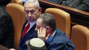 Israeli Prime Minister Benjamin Netanyahu attends a discussion at the plenum in the Knesset, Israel's parliament, in Jerusalem, July 23, 2025. REUTERS/Ronen Zvulun/Ronen Zvulun
