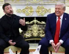 Ukrainian President Volodymyr Zelenskiy gestures as U.S. President Donald Trump reacts during a meeting at the Oval Office of the White House, amid negotiations to end the Russian war in Ukraine, in Washington, D.C., U.S., August 18, 2025. REUTERS/Kevin Lamarque  TPX IMAGES OF THE DAY/Kevin Lamarque