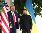 U.S. President Donald Trump greets Ukrainian President Volodymyr Zelenskiy at the White House, amid negotiations to end the Russian war in Ukraine, in Washington, D.C., U.S., August 18, 2025. REUTERS/Kevin Lamarque/Kevin Lamarque