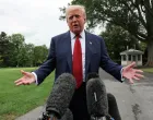 U.S. President Donald Trump speaks to reporters ahed of boarding Marine One to depart for New Jersey, at the White House in Washington, D.C., U.S., August 1, 2025. REUTERS/Jonathan Ernst/Jonathan Ernst