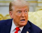 U.S. President Donald Trump reacts as he and the President of Poland Karol Nawrocki (not pictured) meet in the Oval Office at the White House in Washington, D.C., U.S., September 3, 2025. REUTERS/Brian Snyder/Brian Snyder