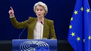 European Commission President Ursula von der Leyen delivers the State of the European Union address to the European Parliament, in Strasbourg, France, September 10, 2025. REUTERS/Yves Herman/Yves Herman