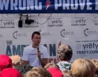 A screengrab from a social media video shows U.S. right-wing activist, commentator, Charlie Kirk, an ally of U.S. President Donald Trump speaking during an event at Utah Valley University, moments before being fatally shot, in Orem, Utah, U.S., September 10, 2025. Kevin/via REUTERS THIS IMAGE HAS BEEN SUPPLIED BY A THIRD PARTY. MANDATORY CREDIT. NO RESALES. NO ARCHIVES. VERIFICATION: Reuters was able to confirm the location as the building and layout match satellite images and coordinates included in original file metadata. Date was verified by the metadata from files./Kevin