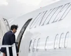 Secretary of State Marco Rubio boards his plane on departure from Quito, Ecuador, Thursday, Sep. 4, 2025. Jacquelyn Martin/Pool via REUTERS/Jacquelyn Martin