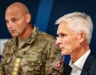 Danish Defence Intelligence Service (FE) Director Thomas Ahrenkiel and Chief of Defence of Denmark General Michael Wiggers Hyldgaard attend during a joint authority press conference at the national police headquarters in Copenhagen, Denmark, September 25, 2025. Ritzau Scanpix/via REUTERS ATTENTION EDITORS - THIS IMAGE WAS PROVIDED BY A THIRD PARTY. DENMARK OUT. NO COMMERCIAL OR EDITORIAL SALES IN DENMARK./Emil Nicolai Helms